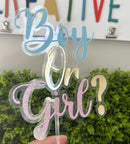 Gender Reveal Cake Topper - Boy or Girl.